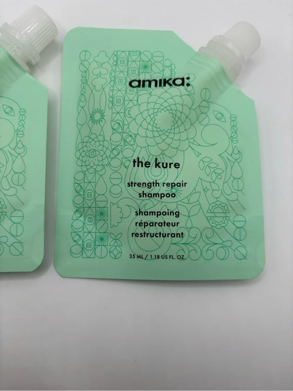 Amika The Kure Strength Repair Shampoo Travel Size Duo 35 mL Each New